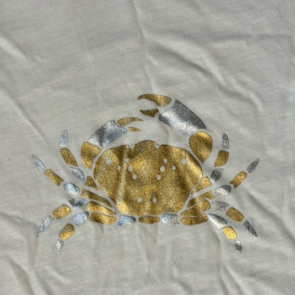 NWT J.Crew Collector Tee Women’s Ivory/Gold Metallic Crab Shirt Size XXS - Picture 5 of 5